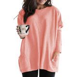 Blusa Feminina Eytino Plus Size Casual De Manga Comprida Com Bolsos