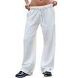 Calça De Moletom Feminina Facdiby, Perna Larga, Cintura Alta, Branca, Xs