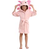 Roupão De Banho Com Capuz Deley Pink Axolotl Para Meninas E Meninos