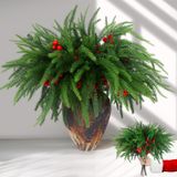 Ramos Artificiais De Pinheiro De Norfolk Tisement Com Frutas Vermelhas X12
