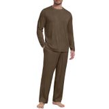 Conjunto De Pijama Masculino Prinstory, Camisas E Calças Macias De Manga Comprida, Café