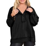 Moletom Feminino Eytino Plus Size Com Gola Baixa 3x Preto