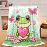 Cobertor De Pelúcia Beynepe Frog Warm Cozy Fleece 100x125cm