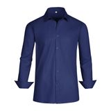 Camisa Gianen Vestido Azul Marinho Sem Rugas, Slim Fit, Algodão L