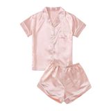 Conjunto De Pijama Feminino Wdirara Plus De Cetim De Manga Curta Rosa 3gg
