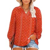 Blusa Feminina Eytino Plus Size Boho Com Estampa Floral Com Decote Em V 2x Vermelha