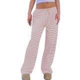 Calças De Pijama Codcm, Calças Compridas Femininas Listradas De Cintura Baixa