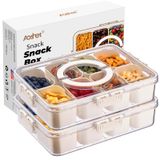 Recipiente Para Lanches Aoshet, Lavável Na Máquina De Lavar Louça Com Tampa, Pacote Com 2