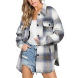 Jaqueta Feminina Beaully, Flanela, Xadrez, Azul C, Branca M