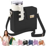 Bolsa Tiracolo Portátil Para Uso Externo, Porta-copos, Preta Para Mulheres