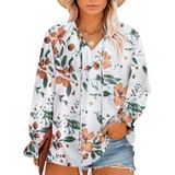 Blusa Feminina Eytino Plus Size Casual Boho Floral Com Decote Em V