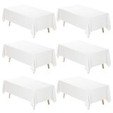 Toalha De Mesa Fixwal, Tecido De Poliéster Branco, 152x259cm, Pacote Com 6