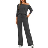 Roupa Feminina Kirundo, Outono, 2 Peças Sem Ombro, Cinza Escuro, Xxl