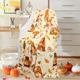 Cobertor Uimchwp Fall Cream Thanksgiving Pumpkin Maple Leaf