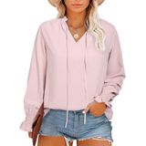 Blusa Feminina Eytino Plus Size Com Decote Em V E Manga Comprida Com Cordão 3x