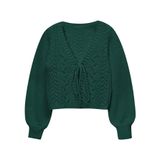 Suéter De Cardigã Soly Hux Feminino Com Gravata Frontal E Decote Em V Tricotado Verde-oliva