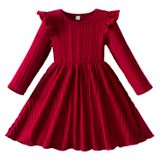 Vestido De Festa Hnxdyy Girl Ribbed Knit Princess 119c-red 5y