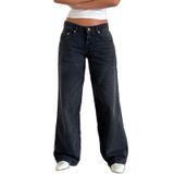 Jeans Giraropa Y2k, Cintura Baixa, Vintage, Folgada, Perna Reta, Feminina