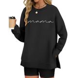 Camisa Feminina De Manga Comprida Mama Lomon, Gola Redonda, Preta Grande