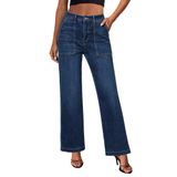 Jeans Grapent, Elásticos E Largos, Para Mulheres, Azul Escuro, Tamanho 8