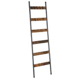 Toalheiro Blanket Ladder 6 Camadas Hoobro Rústico Marrom/preto