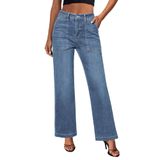Calça Jeans Grapent De Perna Larga Para Mulheres, Tamanho 16-18, Azul Recife