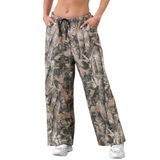 Calça De Moletom Feminina Eutten, Perna Larga, Camuflagem De Cintura Alta