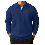 Suéter Polo Lexiart Masculino Com Zíper E Gola Azul Marinho