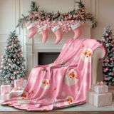 Cobertor Mocsicka Feliz Natal Rosa Ho Ho Xmas 50x150cm
