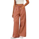 Calça Casual Acelitt, Listrada, Colorida, Bloco, Cordão, Cintura, Vermelha