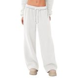 Calça De Moletom Feminina Hesayep, Forrada De Lã, Perna Larga, Branca M