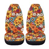 Capas De Assento De Carro Drydeepin Hippie Flower Orange, 2 Peças Frontais