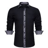 Camisa Masculina Casual Barry.wang De Manga Comprida Com Botões