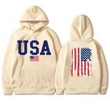 Moletom Com Capuz Vivimeng Usa, Bandeira Americana, Unissex, Bege