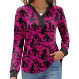 Camisa Feminina Blingfit De Manga Comprida Henley Com Decote Em V, Puff, Xl, Roxa