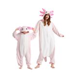Macacão Darkcom Axolotl Para Crianças, Flanela, Animal, Cosplay, Rosa, De 10 A 11 Anos