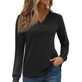Blusa Feminina Blingfit, Manga Comprida, Decote Em V, Preta Executiva