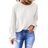 Camiseta Feminina Dokotoo, Elegante, Manga De Sino, Chiffon, Blusa Branca