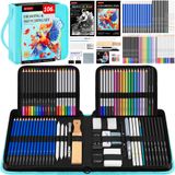 Kit De Desenho De Materiais De Arte Popyola 106 Pcs Com Caderno De Desenho