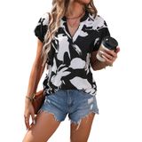 Blusa Feminina Floerns, Manga Curta, Casual De Negócios, Preta