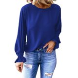 Camisa Feminina Dokotoo Elegant Bell, Manga Comprida, Azul, Tamanho M