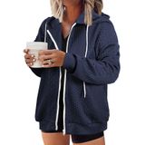 Jaqueta Feminina Shacket Eytino, Tamanho Grande, Com Capuz E Zíper, 4x