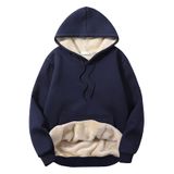 Pulôver Masculino De Lã Com Capuz Kissonic, Forrado Em Sherpa, Azul Marinho