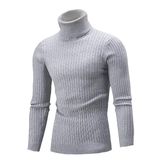 Suéter Masculino Qzh.duao, Casual, Justo, De Gola Alta, Cinza