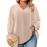 Blusa Feminina Eytino Plus Size Com Decote Em V E Manga Comprida