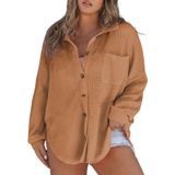 Jaqueta Feminina Shacket Eytino Plus Size Com Botões 4x Marrom