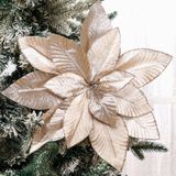 Flores De Natal Convoice Poinsétias 40cm Com Glitter X4