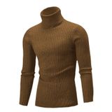 Suéter Masculino Qzh.duao, Gola Alta, Slim Fit, Cabo, Café Tricotado