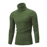 Suéter Masculino Qzh.duao, Gola Alta, Modelagem Justa, Manga Comprida, Verde-oliva