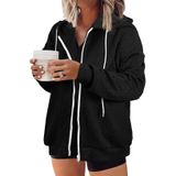 Blusão Shacket Eytino Feminino Plus Size De Manga Comprida Preta 4x